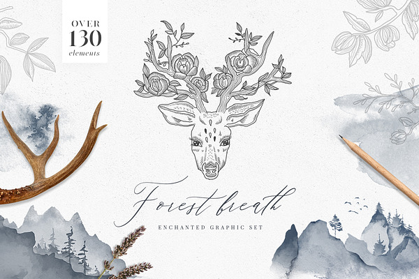 Forest Breath. Enchanted graphic set