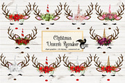 Christmas Unicorn Reindeer Clipart