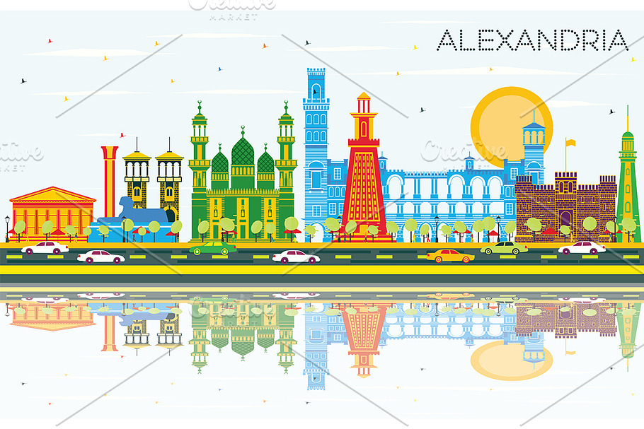 Alexandria Egypt City Skyline  in Illustrations - product preview 8