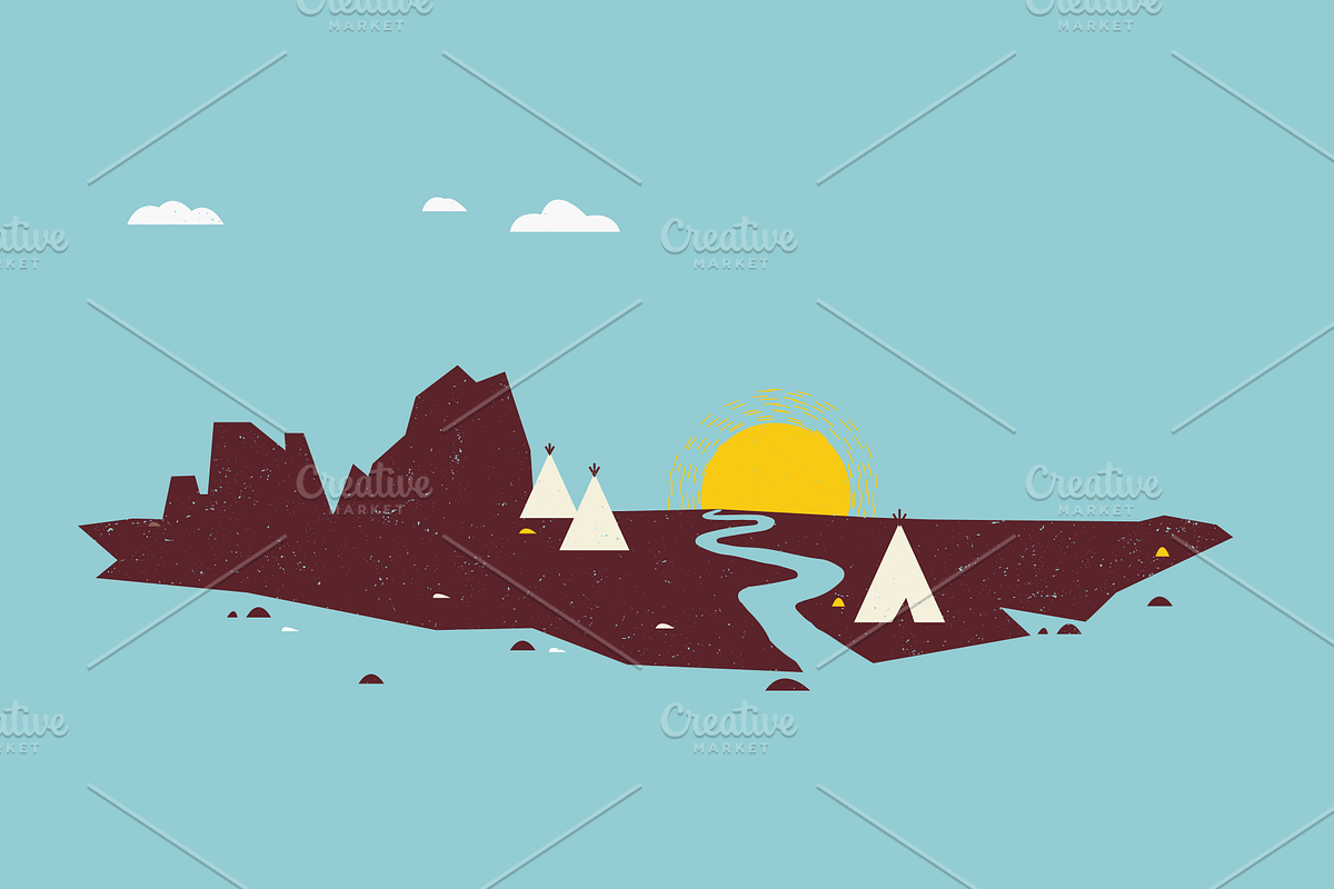 Minimalism Indian Tepee Village in Illustrations - product preview 8