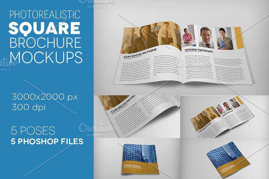Premium Square Brochure Mockups in Print Mockups - product preview 8