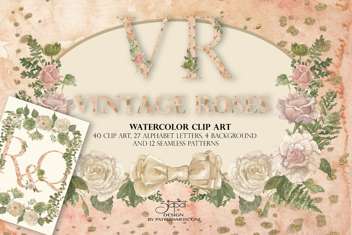 Vintage roses - clip art in Illustrations - product preview 8