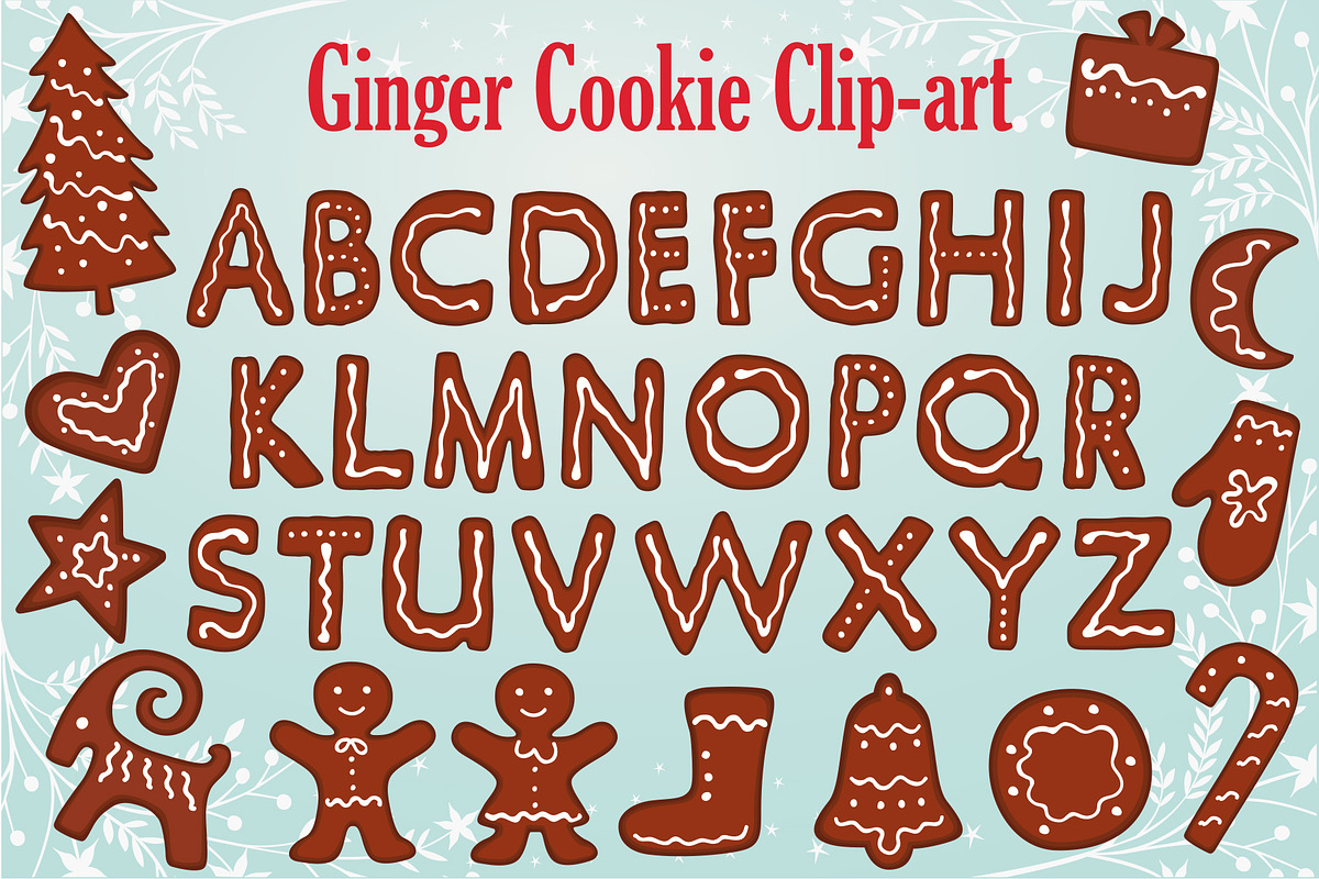 Gingerbread Alphabet Clipart in Illustrations - product preview 8