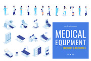 Isometric medical equipment &doctors