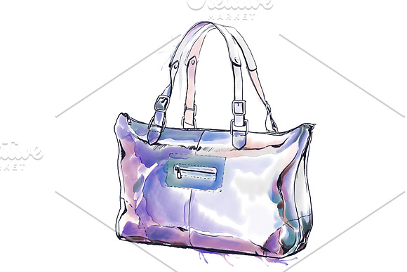Watercolor painting of purse, sac in Illustrations - product preview 1