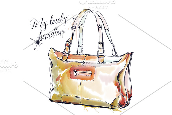Watercolor painting of purse, sac in Illustrations - product preview 2