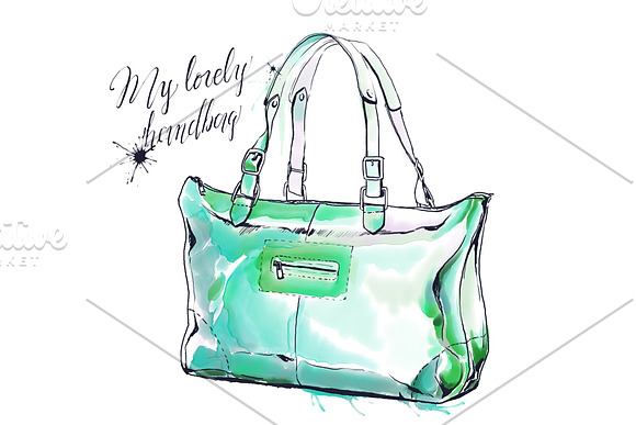 Watercolor painting of purse, sac in Illustrations - product preview 1