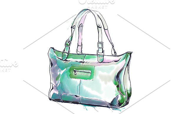 Watercolor painting of purse, sac in Illustrations - product preview 2