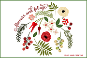 Christmas Flowers & Foliage - vector