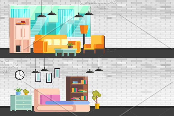 Set of living room furniture in Illustrations - product preview 5