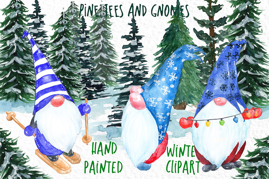 Pine Trees clipart Nordic Gnome in Graphics - product preview 8