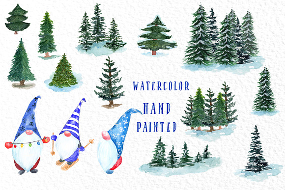 Pine Trees clipart Nordic Gnome in Graphics - product preview 1