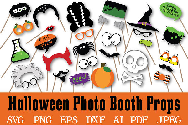 Halloween Photo Booth Props - SVG
