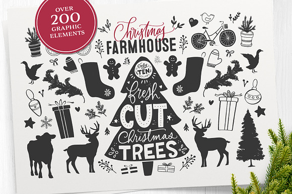 Christmas Farmhouse Lettering Kit 2 in Graphics - product preview 6