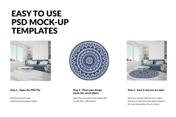 Carpets & Pillows in Living Room Set in Product Mockups - product preview 2