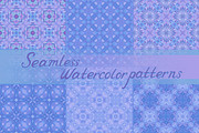 Violet seamless watercolor patterns