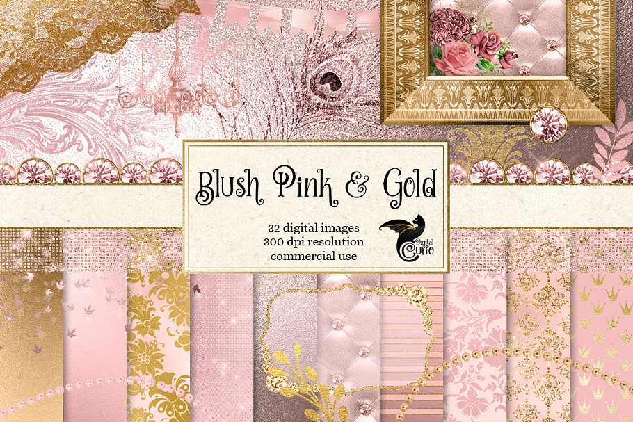 Blush Pink and Gold Graphics