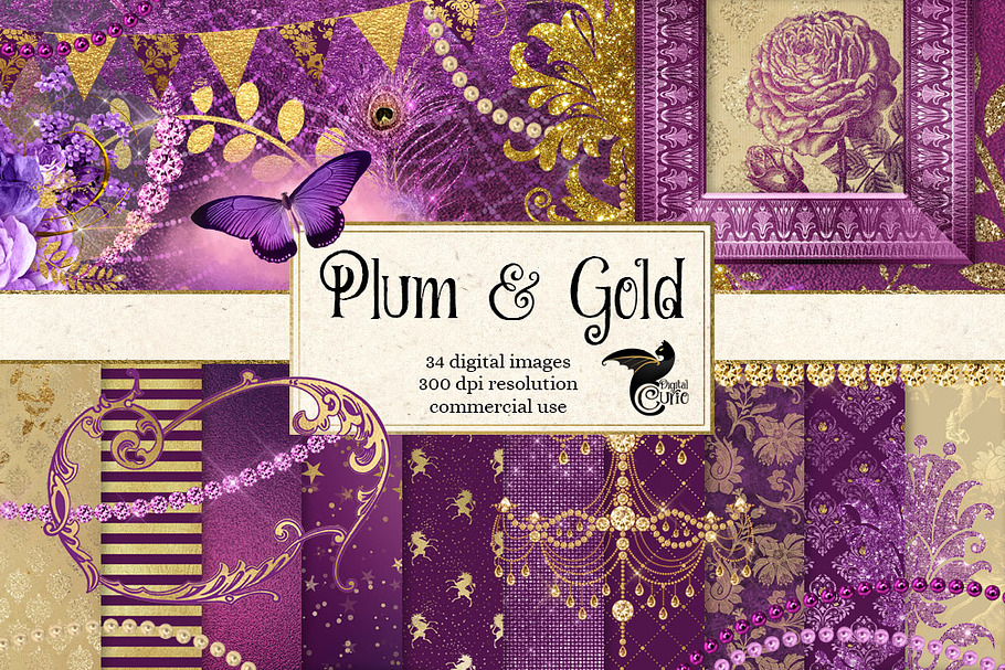 Plum Purple and Gold Graphics