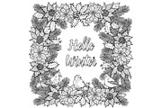Hello Winter Greeting Coloring Page