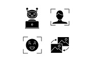 Machine learning glyph icons set
