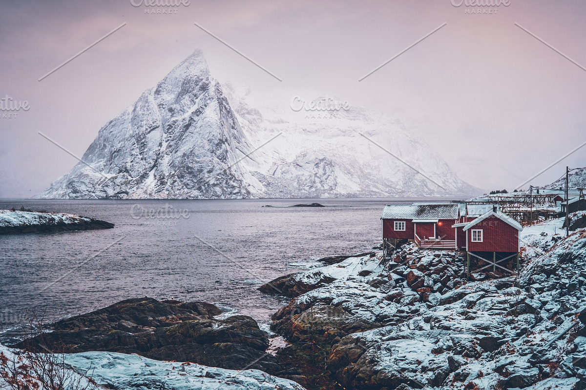 Hamnoy fishing village on Lofoten in Graphics - product preview 8