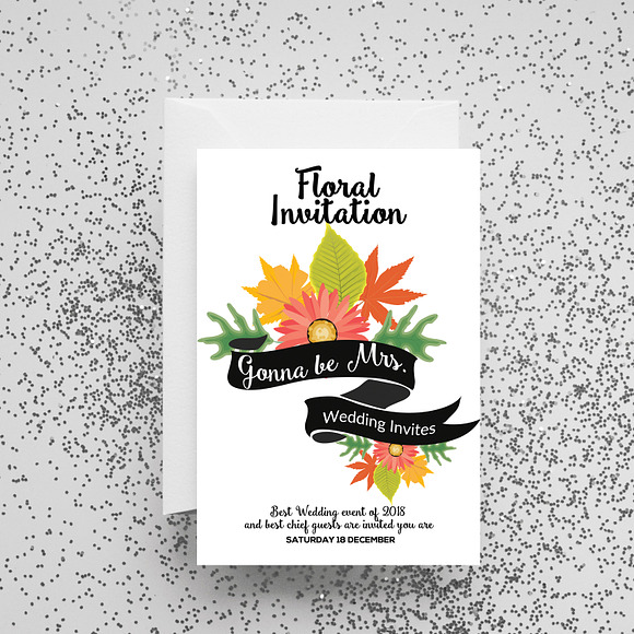 Floral Invitation Card Templates in Wedding Templates - product preview 2