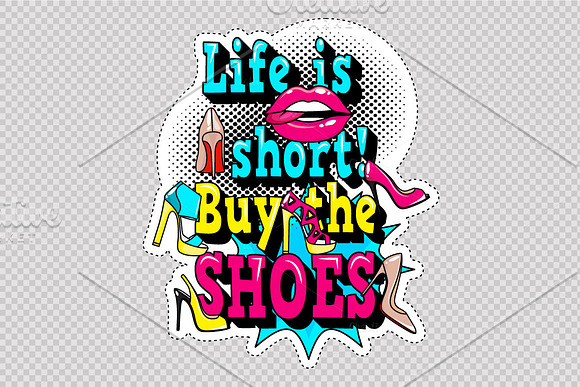 Fashion patch badges with shoes in Illustrations - product preview 2