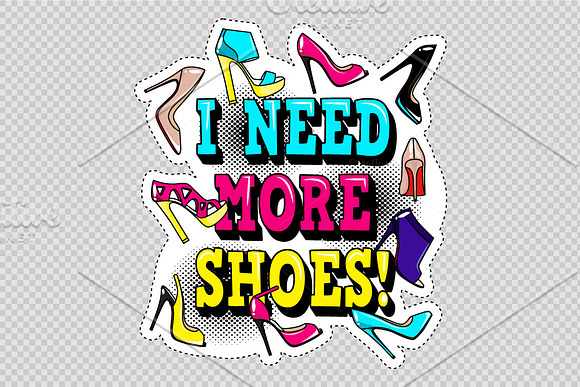 Fashion patch badges with shoes in Illustrations - product preview 4