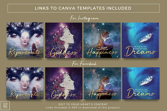 DOUBLE-EXPOSURE & GOLD WORDS - SET 2 in Social Media Templates - product preview 1