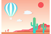 Mesa, cactus and air ballon