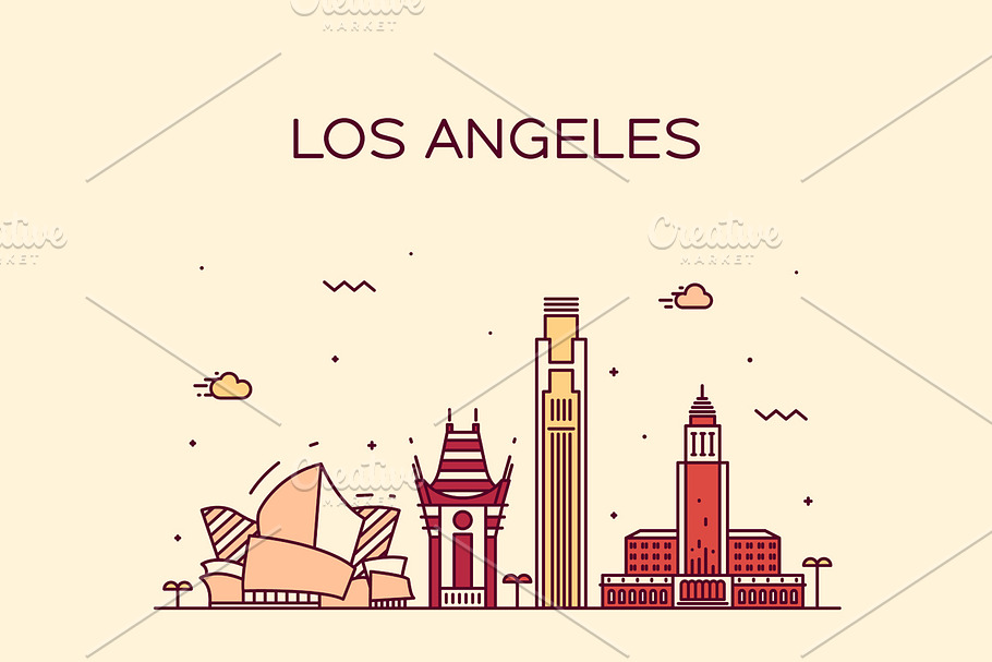 Los Angeles skyline in Illustrations - product preview 8