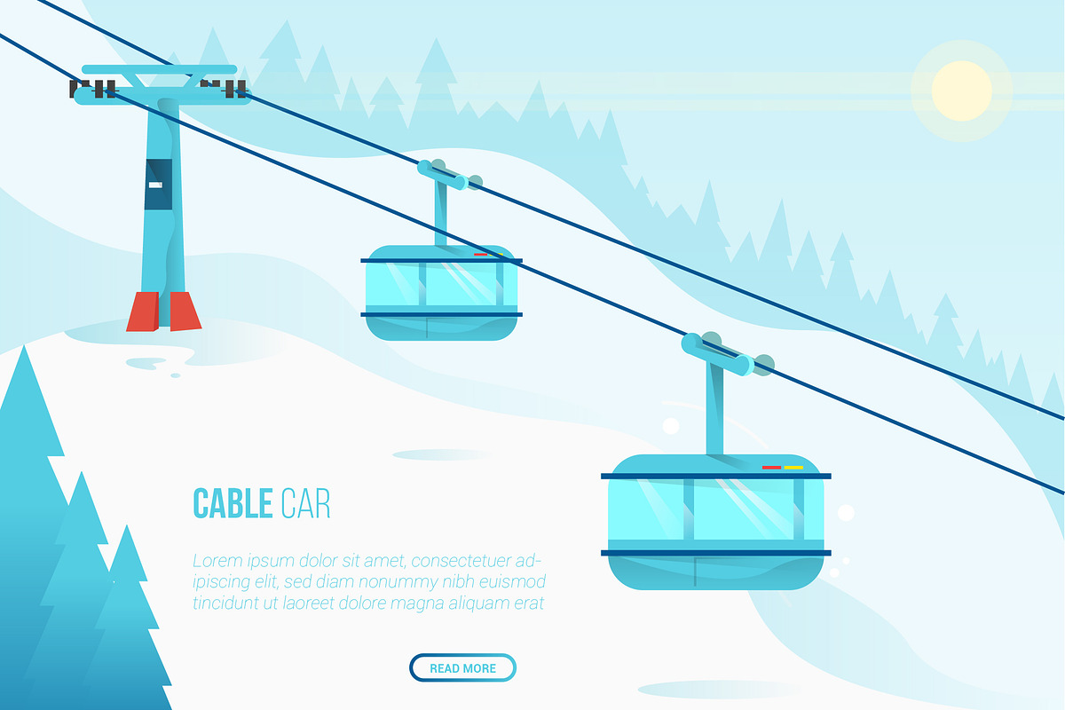 Cable Car - Vector Landscape in Illustrations - product preview 8