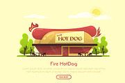 Fire Hot Dog Vector Landscape