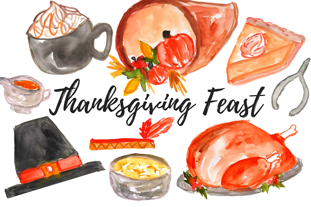 Watercolor Thanksgiving Clipart in Illustrations - product preview 8