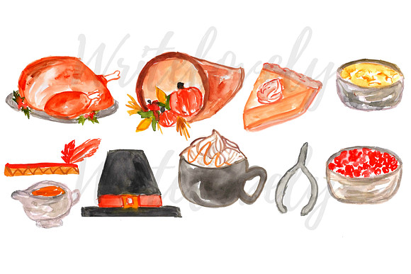 Watercolor Thanksgiving Clipart in Illustrations - product preview 1