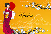 Geisha vector design elements set