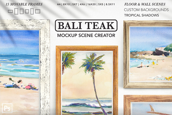 Mockup Creator: 15 Teak Frames