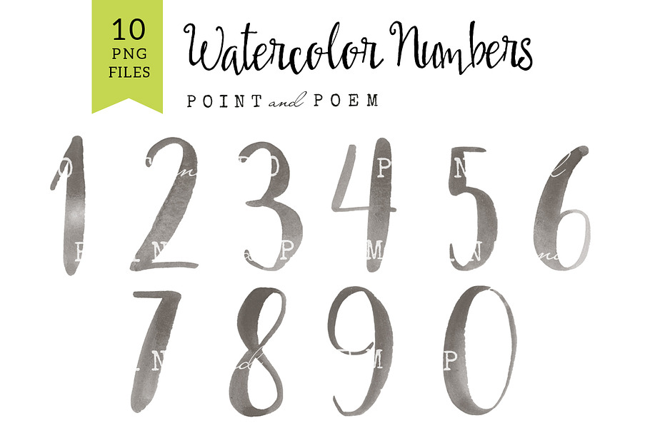 Watercolor Numbers Clip arts