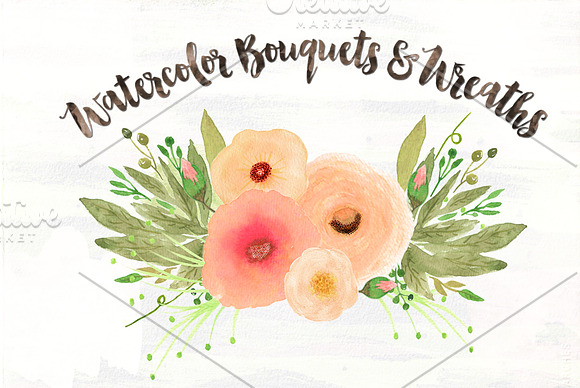 Sonata Watercolor Bouquets & Wreaths in Illustrations - product preview 1