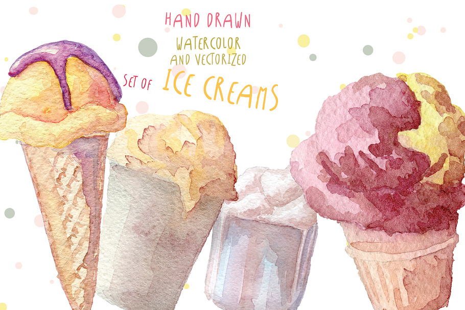 Watercolor ice creams vector