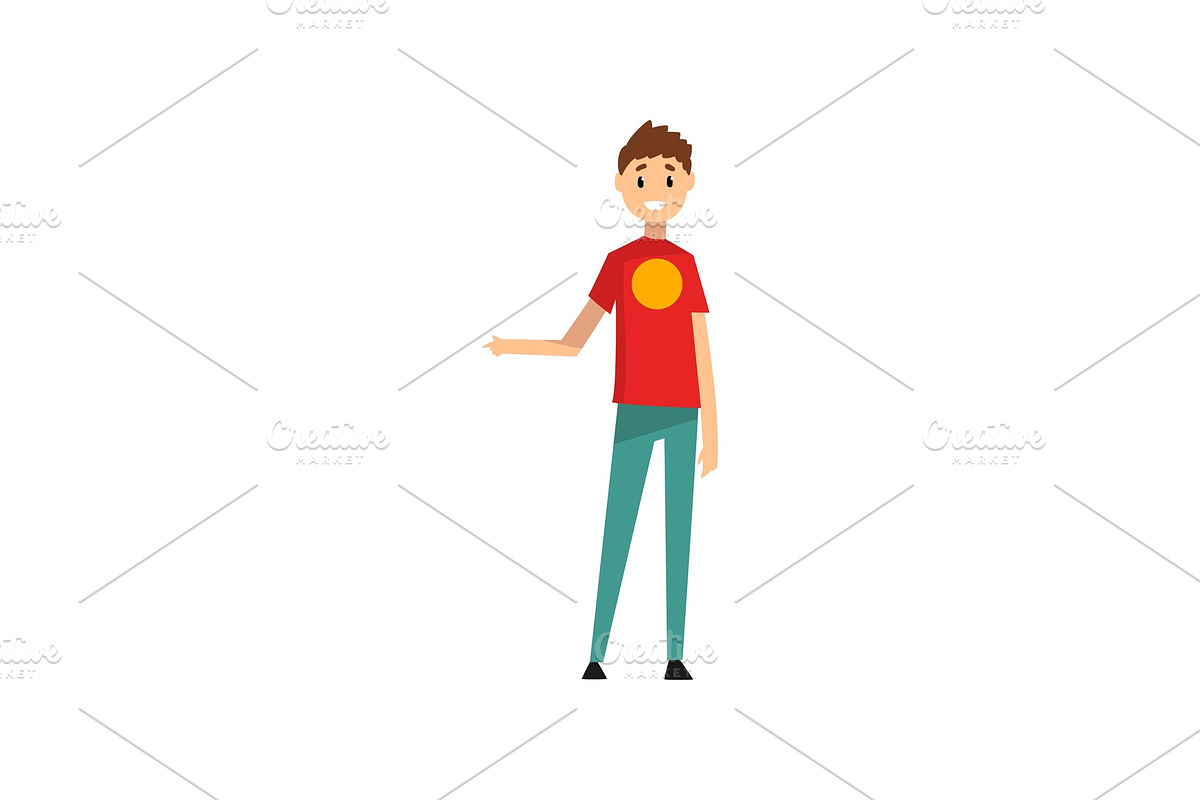 Man pointing his finger to the side in Illustrations - product preview 8