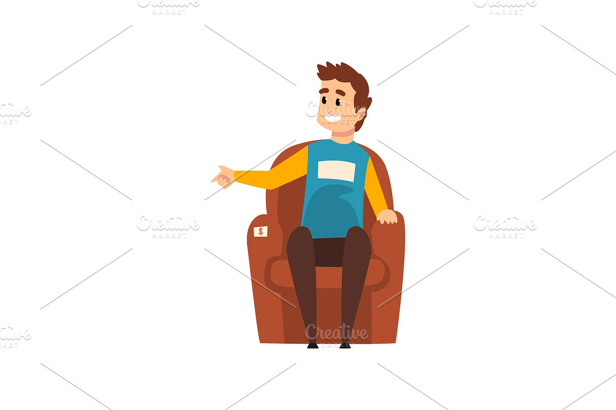 Man sitting in the armchair, male in Illustrations - product preview 8