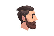 Head of young bearded man with