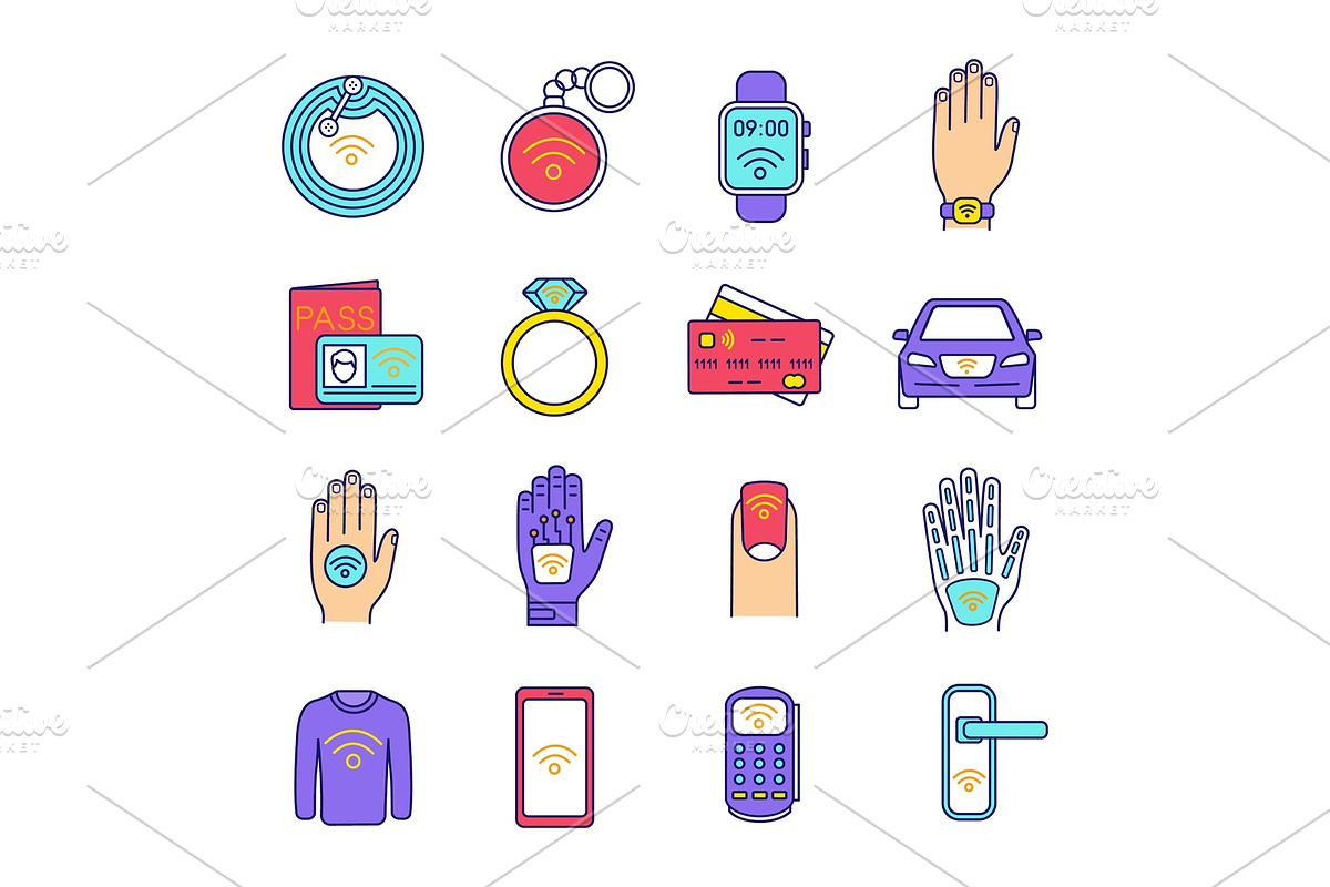 NFC technology color icons set in Icons - product preview 8
