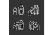 NFC payment chalk icons set