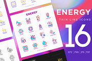 Energy | 16 Thin Line Icons Set