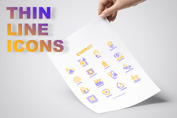 Energy | 16 Thin Line Icons Set in Icons - product preview 2