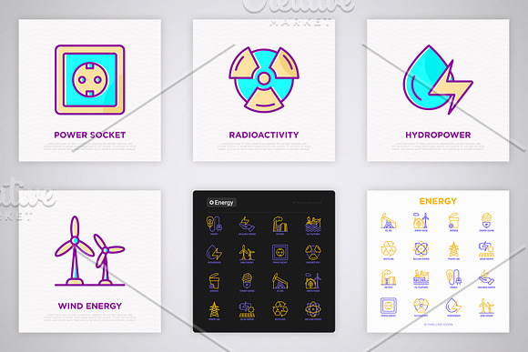 Energy | 16 Thin Line Icons Set in Icons - product preview 5