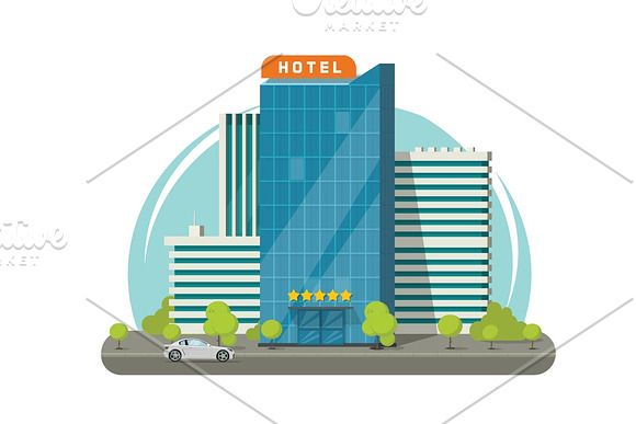 Hotel Vector Building City or Beach in Illustrations - product preview 1