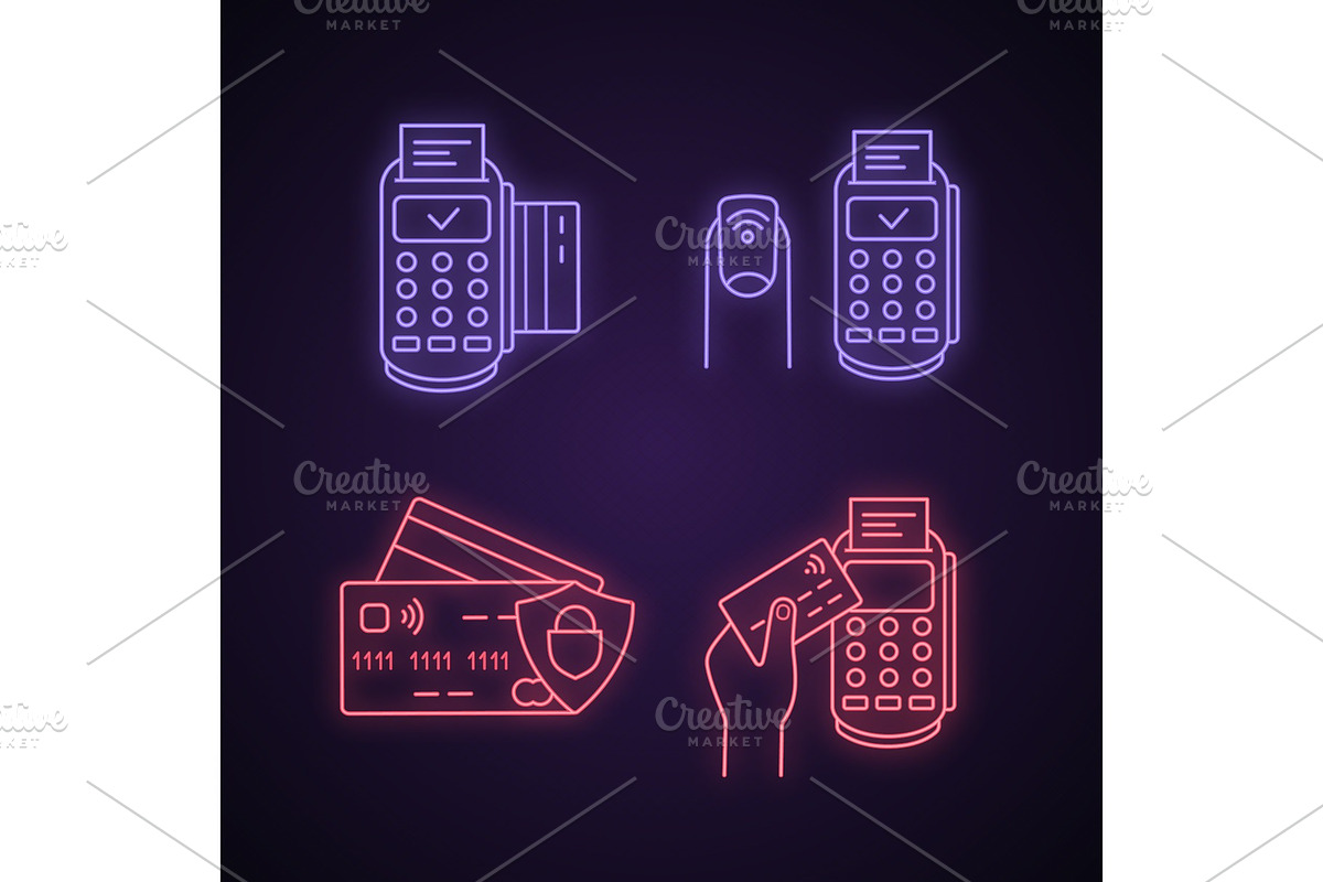 NFC payment neon light icons set in Icons - product preview 8